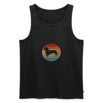 Vintage Dackel Design - Hunde Design - Männer Premium Bio Tank Top - Schwarz - Vorne - AI Model Male 178 light (178cm)