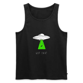 OVNI Alien soucoupe volante - Débardeur bio Premium Homme - noir - Devant - Michal (187cm)