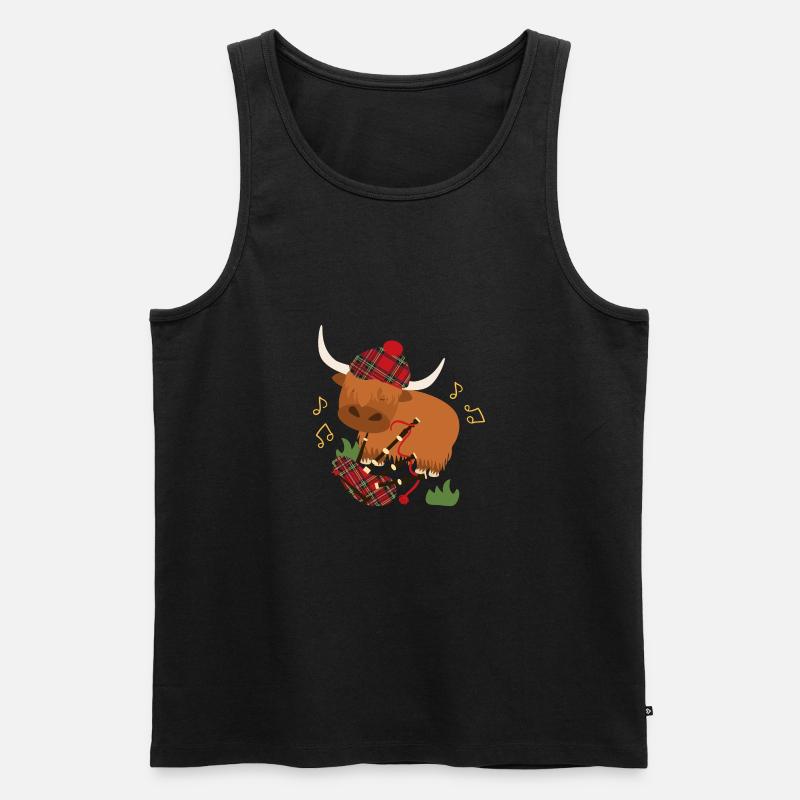 Cornemuse de jeu Highland Cattle - Orange - Débardeur bio Premium Homme - noir
