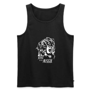 AUSTRALIAN SHEPHERD loved by an Aussie Wilsigns - Men's Premium Organic Tank Top - black - Front - AI Model Male 178 light (178cm)
