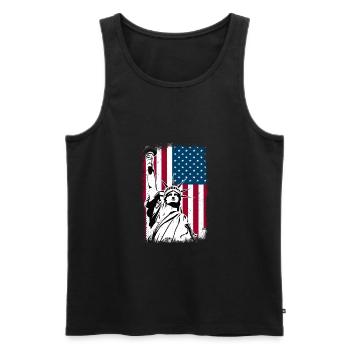 Statue de la Liberté Amérique - Débardeur bio Premium Homme - noir - Devant - AI Model Male 178 light (178cm)