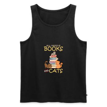 All I Need Is Books And Cats - Men's Premium Organic Tank Top - black - Front - Michal (187cm)