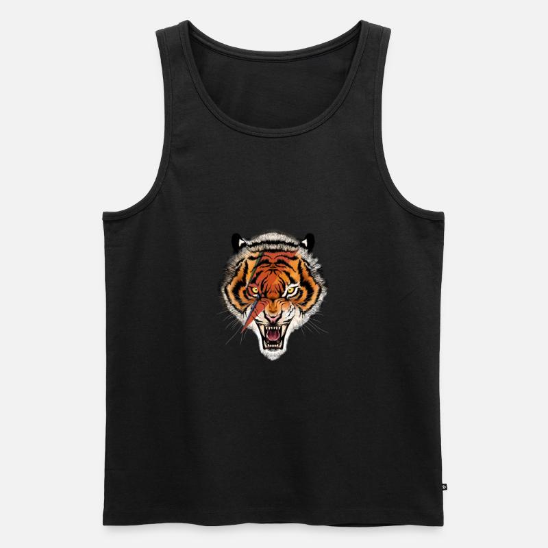 Tiger Thunderbold Illustration - Männer Premium Bio Tank Top - Schwarz
