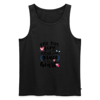 she has fire in her soul and grace in her heart - Men's Premium Organic Tank Top - black - Front - AI Model Male 178 light (178cm)