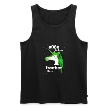 grünes Einhorn frecher süß - Männer Premium Bio Tank Top - Schwarz - Vorne - Michal (187cm)