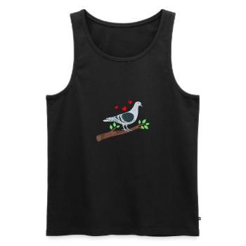 Dove on a branch with heart - Men's Premium Organic Tank Top - black - Front - AI Model Male 178 light (178cm)
