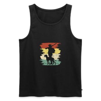 Retro Hunting Hunter Hunt Dog Fan Cool Cadeau - Débardeur bio Premium Homme - noir - Devant - Michal (187cm)