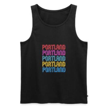 Portland - Männer Premium Bio Tank Top - Schwarz - Vorne - AI Model Male 178 light (178cm)