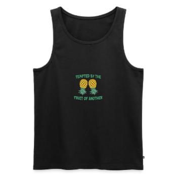 Drôle de slogan échangiste Marchandise - Débardeur bio Premium Homme - noir - Devant - AI Model Male 178 light (178cm)