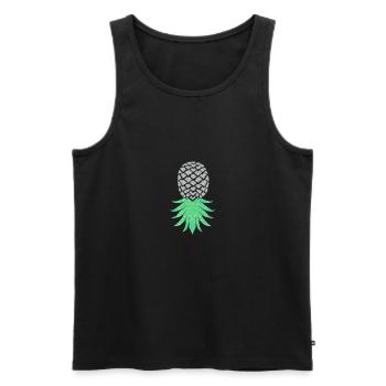 Funny Upside Down Pineapple Swinger Merchandise - Men's Premium Organic Tank Top - black - Front - AI Model Male 178 light (178cm)