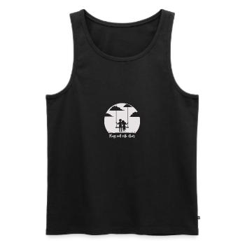 Drôle de slogan échangiste Marchandise - Débardeur bio Premium Homme - noir - Devant - AI Model Male 178 light (178cm)