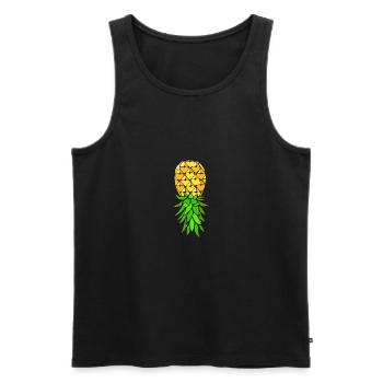 Lustiges Upside Down Ananas-Swinger-Merchandise - Männer Premium Bio Tank Top - Schwarz - Vorne - AI Model Male 178 light (178cm)