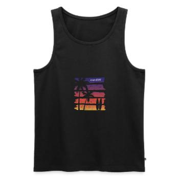Cool Cardiff California Surfing Fan Beach Palm - Männer Premium Bio Tank Top - Schwarz - Vorne - Michal (187cm)