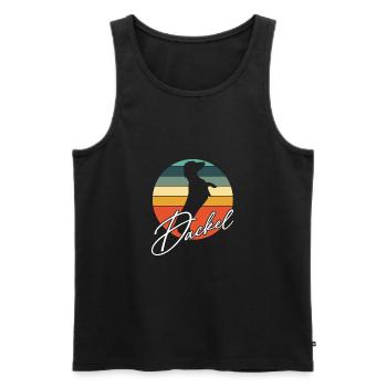 Dackelsilhouetten in Vintage Kreisfläche - Männer Premium Bio Tank Top - Schwarz - Vorne - Michal (187cm)