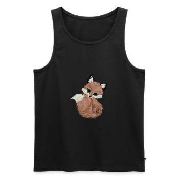 Süßer Fuchs - Füchsin handgezeichnet, Illustration - Männer Premium Bio Tank Top - Schwarz - Vorne - AI Model Male 178 light (178cm)