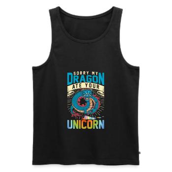 Sorry My Dragon Ate Your Unicorn Funny Fantasy - Männer Premium Bio Tank Top - Schwarz - Vorne - Michal (187cm)