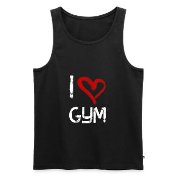 J'adore salle de gym - Débardeur bio Premium Homme - noir - Devant - AI Model Male 178 light (178cm)