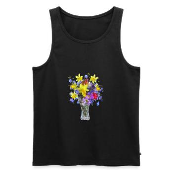 flowers lilies tulips orchids sunflower dahlia ger - Männer Premium Bio Tank Top - Schwarz - Vorne - AI Model Male 178 light (178cm)