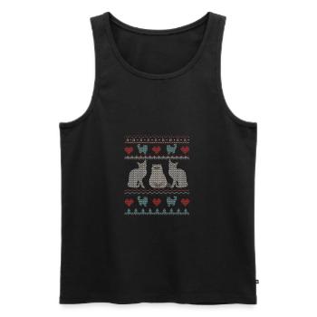 Cat Cat Owner Gift Christmas Ugly - Men's Premium Organic Tank Top - black - Front - AI Model Male 178 light (178cm)