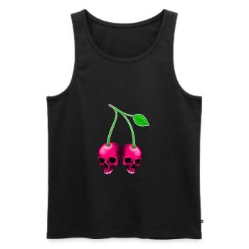 Skull Kirsche Pink - Männer Premium Bio Tank Top - Schwarz - Vorne - AI Model Male 178 light (178cm)