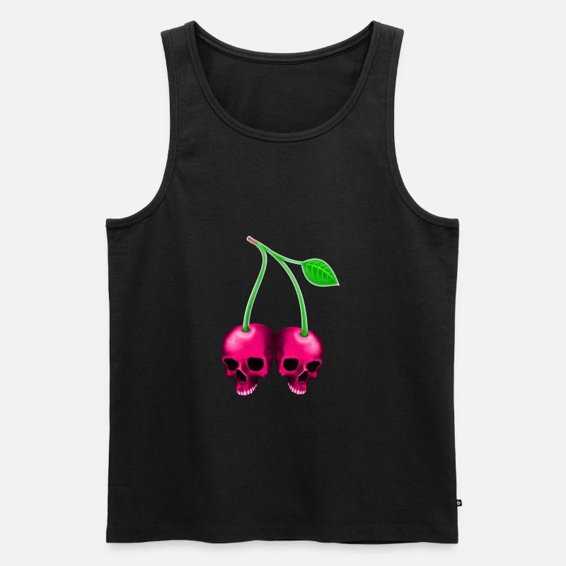 Skull Kirsche Pink - Männer Premium Bio Tank Top - Schwarz