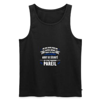 SuperAgent de sécurité cadeau - Débardeur bio Premium Homme - noir - Devant - Michal (187cm)