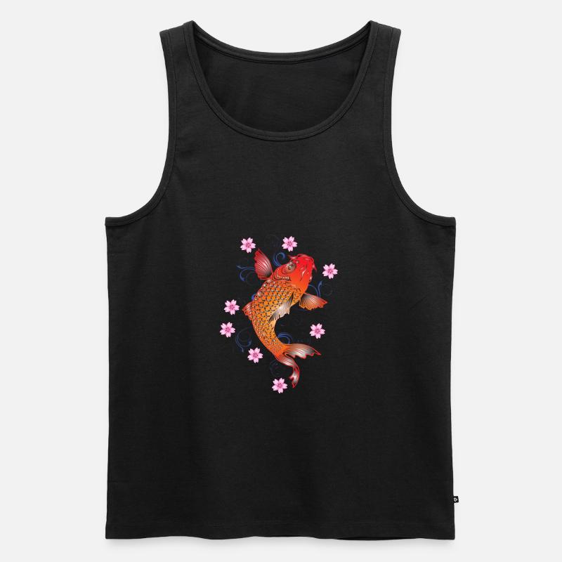 Japanische Pfirsiche (Koi) - Männer Premium Bio Tank Top - Schwarz