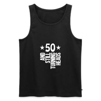 50 And Still Turning Heads - Men's Premium Organic Tank Top - black - Front - Michal (187cm)