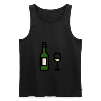 White wine glass with white wine bottle - Men's Premium Organic Tank Top - black - Front - Michal (187cm)
