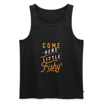 Come Here little Fishy - Fliegenfischen Angler - Männer Premium Bio Tank Top - Schwarz - Vorne - AI Model Male 178 light (178cm)