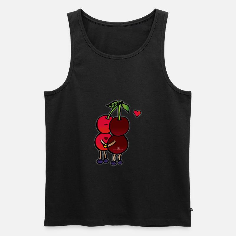 Verliebte Kirschen - Männer Premium Bio Tank Top - Schwarz