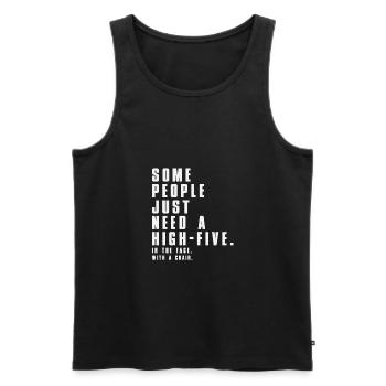 MANCHE LEUTE BRAUCHEN NUR EIN HIGH FIVE IM GESICHT - Männer Premium Bio Tank Top - Schwarz - Vorne - Michal (187cm)