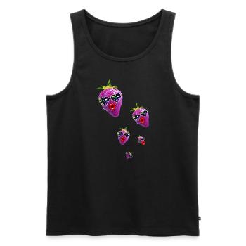 strawberry, pink, popart, art,artwork,nerd, comic - Men's Premium Organic Tank Top - black - Front - Michal (187cm)