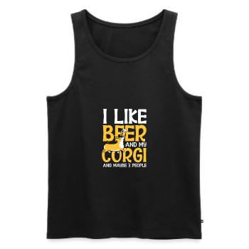 Beer and Corgi - Men's Premium Organic Tank Top - black - Front - AI Model Male 178 light (178cm)