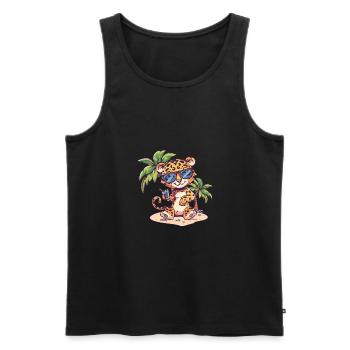 Palmier d’été de l’île Leopard - Débardeur bio Premium Homme - noir - Devant - Michal (187cm)