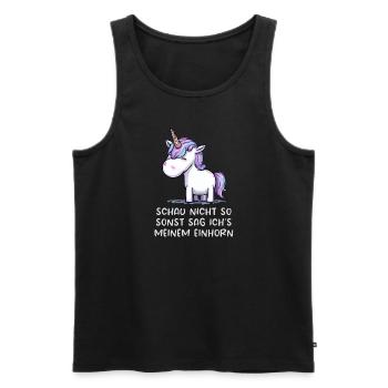 Schau nicht so, sonst sag ich´s meinem Einhorn - Männer Premium Bio Tank Top - Schwarz - Vorne - AI Model Male 178 light (178cm)
