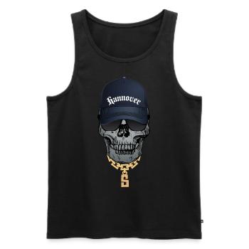 Cooler Totenkopf Hip Hop Style Schriftzug Hannover - Männer Premium Bio Tank Top - Schwarz - Vorne - AI Model Male 178 light (178cm)