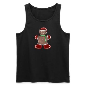 Gingerbread Man as Santa Claus - Men's Premium Organic Tank Top - black - Front - AI Model Male 178 light (178cm)