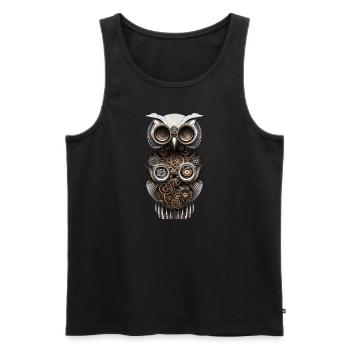 Steampunk verrückte Eule Future Fantasy Design - Männer Premium Bio Tank Top - Schwarz - Vorne - AI Model Male 178 light (178cm)