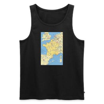 France map with cities, roads, rivers, lakes - Men's Premium Organic Tank Top - black - Front - AI Model Male 178 light (178cm)
