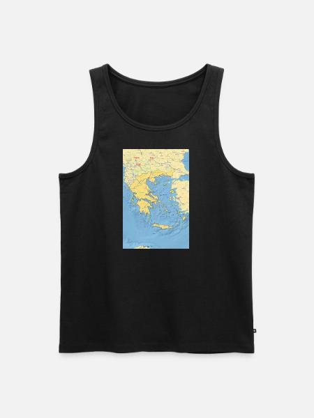 Grækenland kort med byer, veje, floder, sø - Herre Premium økologisk tanktop - sort