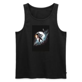 Astronaut lost in Space in front of the Moon - Männer Premium Bio Tank Top - Schwarz - Vorne - Michal (187cm)