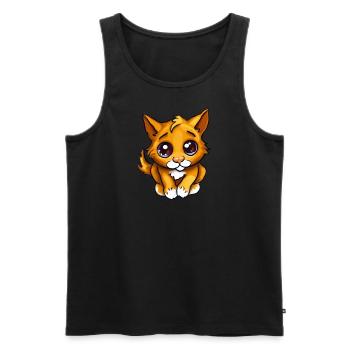 Kleine süße Katze mit großen Augen - Männer Premium Bio Tank Top - Schwarz - Vorne - AI Model Male 178 light (178cm)