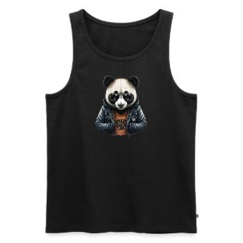 Panda Lederjacke - Style Panda - Männer Premium Bio Tank Top - Schwarz - Vorne - AI Model Male 178 light (178cm)