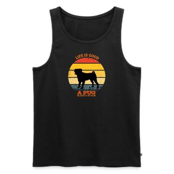 Life Is Good A Pug Makes It Better - Männer Premium Bio Tank Top - Schwarz - Vorne - Michal (187cm)