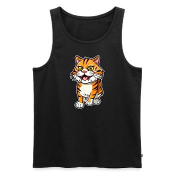 Cartoon Tiger - Männer Premium Bio Tank Top - Schwarz - Vorne - AI Model Male 178 light (178cm)