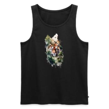 Watercolor Tiger - Men's Premium Organic Tank Top - black - Front - Michal (187cm)