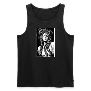 Medusa2 - Männer Premium Bio Tank Top - Schwarz - Vorne - AI Model Male 178 light (178cm)