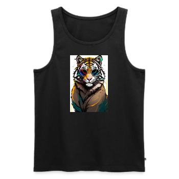 Inkpunk tiger with sunglasses 1 - Men's Premium Organic Tank Top - black - Front - AI Model Male 178 light (178cm)