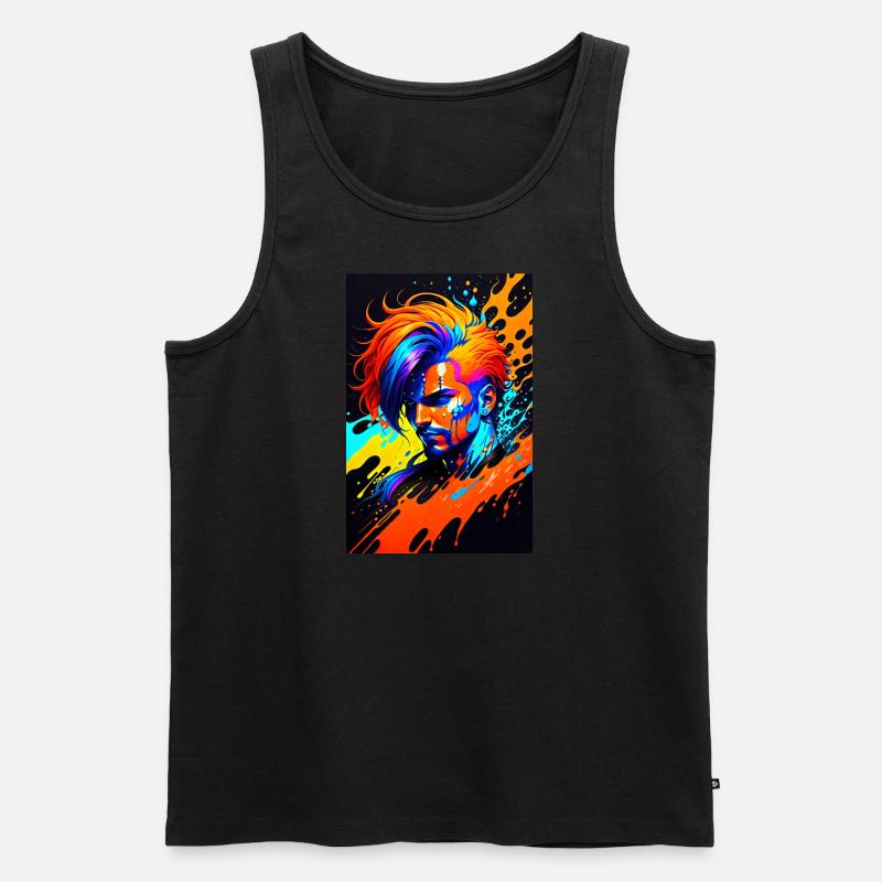 Buntes Kunst Potrait Mann 1 - Männer Premium Bio Tank Top - Schwarz